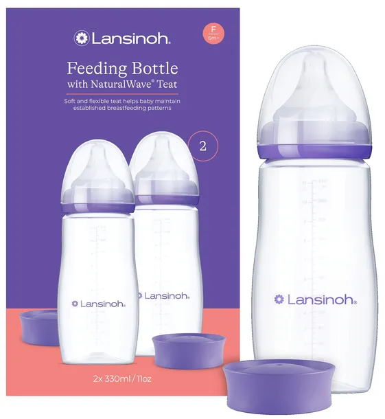 Zestaw butelek 2x 330ml Lansinoh do karmienia ze smoczkami F szybkimi