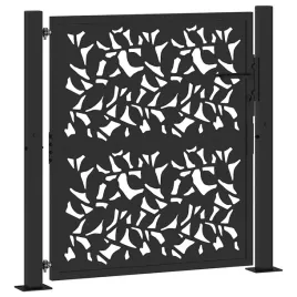 brama-ogrodowa-czarna-100x100-cm-stalowy-wzor-liscia