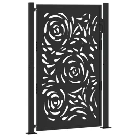 brama-ogrodowa-czarna-100x150-cm-stalowy-wzor-plomienia