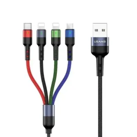 usams-kabel-pleciony-u26-4w1-0-35m-2a-fast-charge-2xlightning-microusb-usb