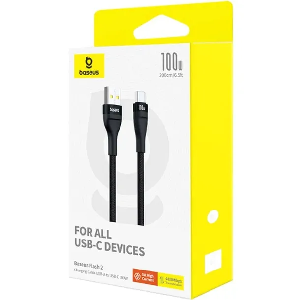 kabel-baseus-flash-2-usb-a-usb-c-100w-2-m-czarny-kolor-czarny-stan-nowy