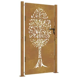 furtka-ogrodowa-100x175-cm-stal-kortenowska-motyw-drzewa