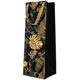 torebka-na-butelke-zlote-liscie-czarny-paw-37-x-12-cm