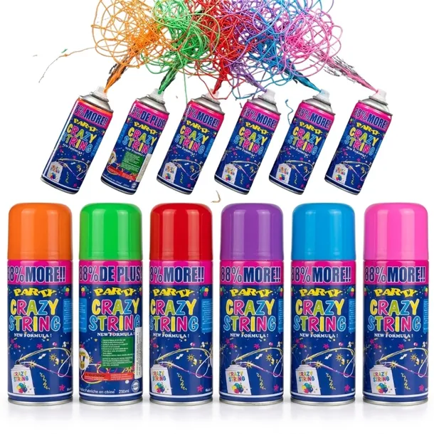 SERPENTYNA W SPRAYU KONFETTI KOL NA PARTY URODZINY IMPREZĘ ZABAWE koplet x6