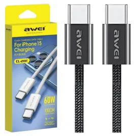 awei-kabel-cl-219t-usb-c-na-usb-c60w-czarny-black-iphone-15