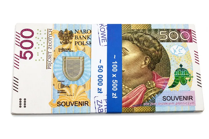 500 złotych banknoty do zabawy i nauki plik 100szt+GRATIS