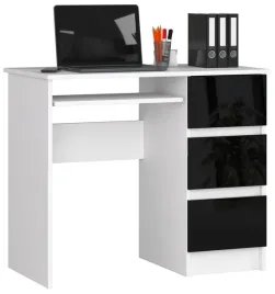 biurko-komputerowe-90-cm-3-szuflady-biale-czarne
