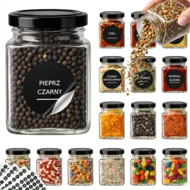 zestaw-24-sloikow-szklanych-150ml-95-etykiet-czarne-pojemniki-przyprawy
