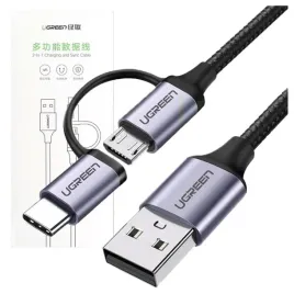 ugreen-kabel-usb-do-micro-usb-usb-c-1m-przewod-wytrzymaly-2w1-do-telefonow
