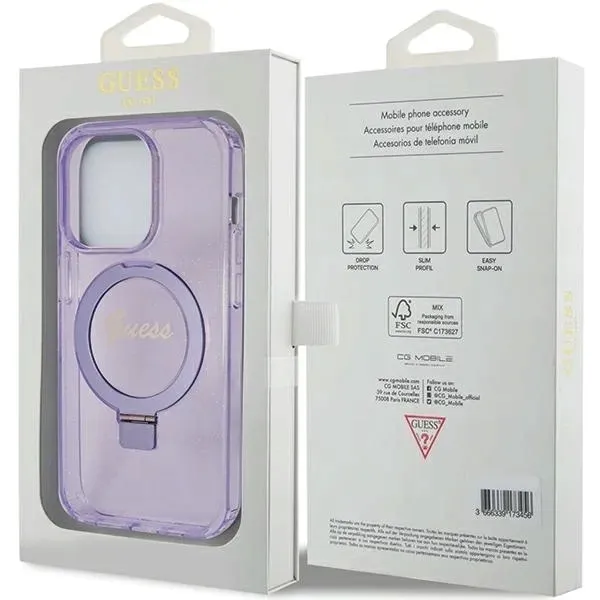 etui-guess-ring-stand-script-glitter-do-magsafe-do-iphone-15-pro-fioletowe