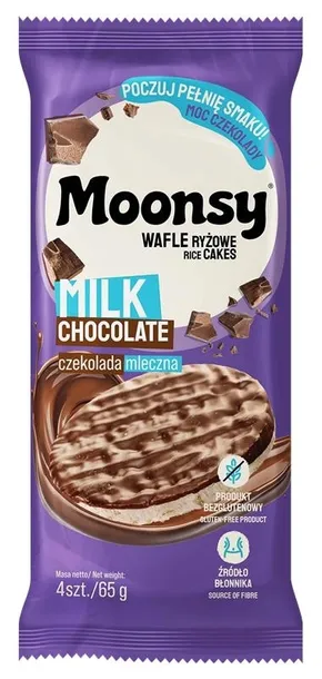 Eurowafel MOONSY Wafle Ryżowe Oblewane Czekoladą Mleczną 65g