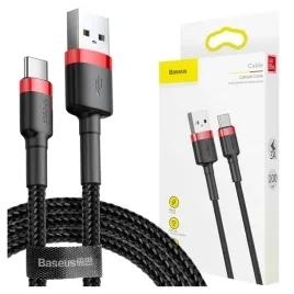 Zdjęcie produktu BASEUS KABEL USB / USB-C QC3.0 3A DO TELEFONU 1M CZARNO-CZERWONY