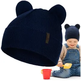 czapka-dla-chlopca-welna-merino-z-uszkami-na-wiosne-jesien-prazkowana-46-48