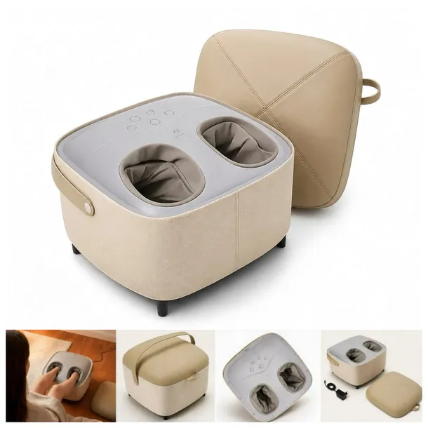 Masażer do Stóp/Rolujący, Shiatsu, Uciskowy, Wibracyjny kompresja Pufa 2w1