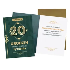kartka-z-zyczeniami-zielona-urodzinowa-elegancka-20-urodziny-dwudziestka
