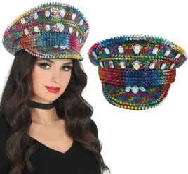 czapka-policjantki-kolorowa-z-kamieniami