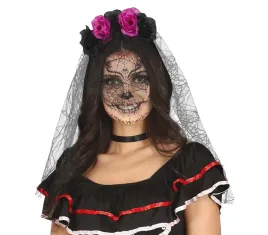 opaska-z-welonem-i-kwiatami-czarna-panna-mloda-na-halloween