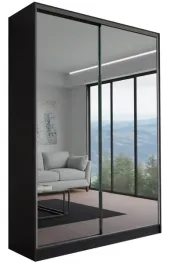 Zdjęcie produktu SZAFA VELMA - CZARNA - 2D 110x250 CM - szafa z lustrem podwójnym