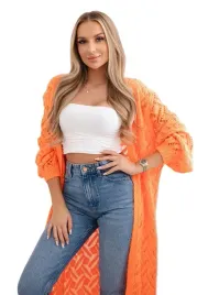 sweter-dlugi-kardigan-super-kid-moher-pomaranczowy-neon