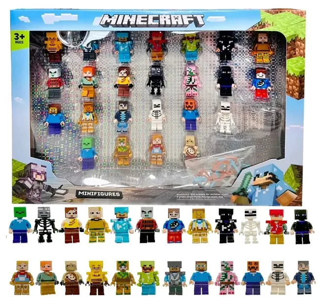 DUŻY ZESTAW XXL FIGUREK MINECRAFT 24 FIGURKI + AKCESORIA KLOCKI LUDZIKI