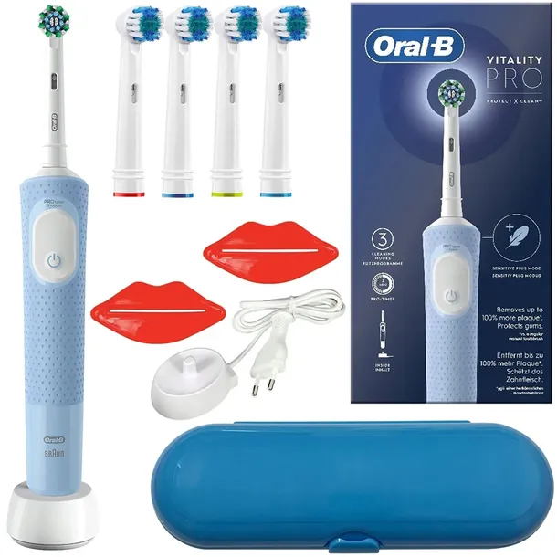 Szczoteczka Oral-B Vitality Pro D103 Blue + niebieskie etui + 4 końcówki za