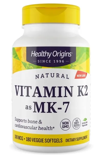 Healthy Origins Vitamin K2 MK-7 100mcg 180 veggie softgels