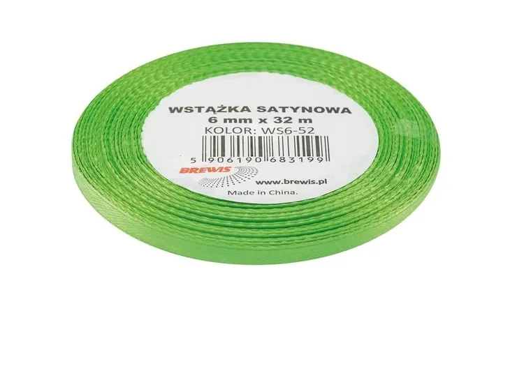 Brewis Wstążka satynowa zielona 6 mm x 32 m