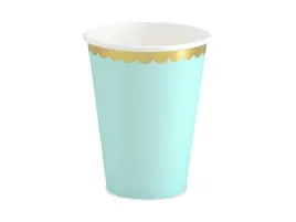 partydeco-kubeczki-papierowe-mietowe-220-ml-6-szt-ze-zlotym-brzegiem