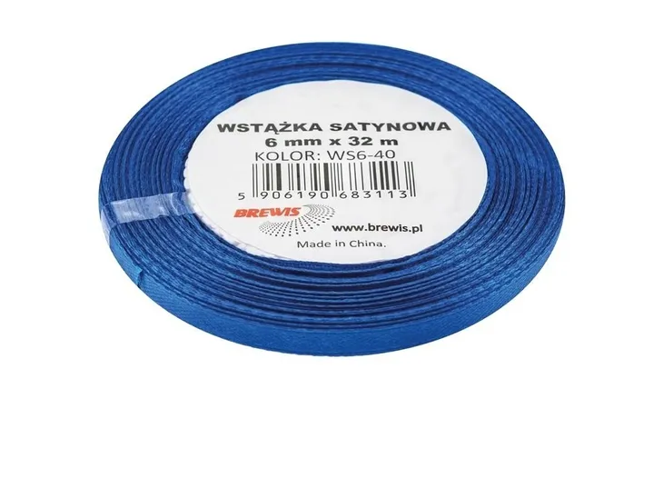 Brewis Wstążka satynowa niebieska 6 mm x 32 m