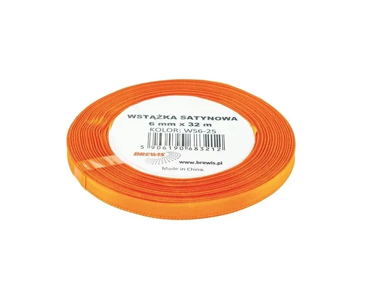 Brewis Wstążka satynowa pomarańczowa 6 mm x 32 m
