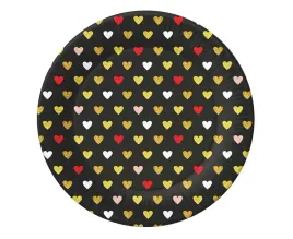 godan-talerzyki-papierowe-xoxo-18-cm-6-szt-czarne-z-nadrukiem-serc