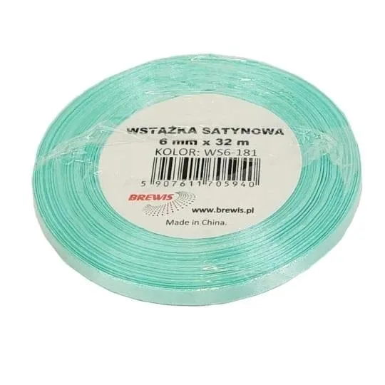 Brewis Wstążka satynowa miętowa 6 mm x 32 m