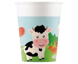 kubeczki-papierowe-farm-200-ml-8-szt-procos-kolorowe-zwierzatka