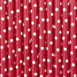partydeco-slomki-papierowe-czerwone-w-biale-kropki-195-cm-10-szt