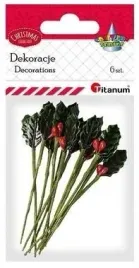 titanum-galazki-ostrokrzewu-dekoracyjne-6-szt-15x30-mm-zielono-czerw
