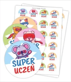 learnhow-naklejki-motywacyjne-super-uczen-48-szt-o40-mm