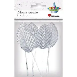 titanum-liscie-materialowe-na-druciku-30x50-mm-10-szt-srebrne
