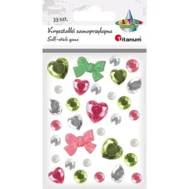 titanum-krysztalki-samoprzylepne-mix-zielony-rozowy-33-szt-kokardki-serc