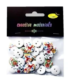 galeria-hobby-guziki-drewniane-biale-z-nadrukiem-kwiaty-15-mm-15-g