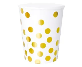 godan-kubeczki-papierowe-biale-zlote-groszki-270-ml-6-sztuk