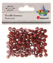 titanum-koraliki-drewniane-lakierowane-brazowe-8-mm-100-szt