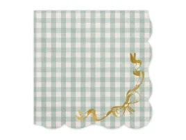 serwetki-papierowe-partydeco-zielona-kratka-zlota-kokardka-33x33-12-szt