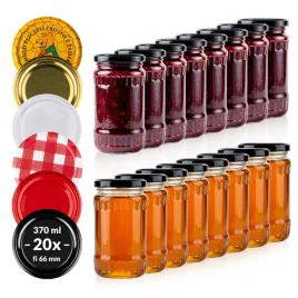 20x-szklane-sloiki-na-dzem-miod-przetwory-370-ml-z-zakretkami-66-mm