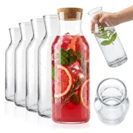 5x-karafka-1l-dzbanek-szklany-na-wode-lemoniade-napoje-do-wody-wina