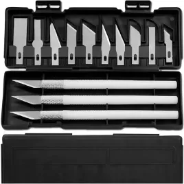 nozyk-modelarski-skalpel-13-ostrzy-metalowych-3-rekojesci-etui-noz-zestaw