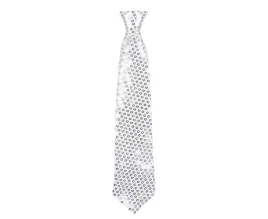 godan-krawat-blyszczacy-z-cekinami-srebrny-na-gumce-385-cm