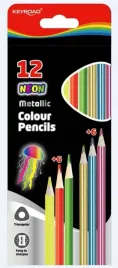 keyroad-kredki-olowkowe-trojkatne-metaliczne-i-neonowe-12-kolorow