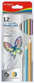 keyroad-kredki-olowkowe-trojkatne-metaliczne-12-kolorow-blister