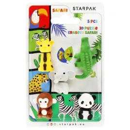starpak-gumki-do-scierania-3d-safari-5-szt-figurki-zwierzatek