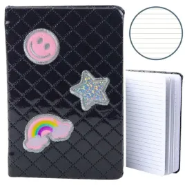 leantoys-notatnik-b6-80-kartek-w-linie-czarna-brokatowa-okladka-naszywki